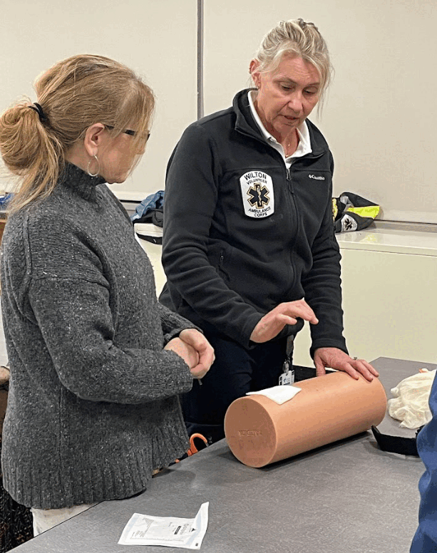 Close-up view of medical equipment used in EMT training