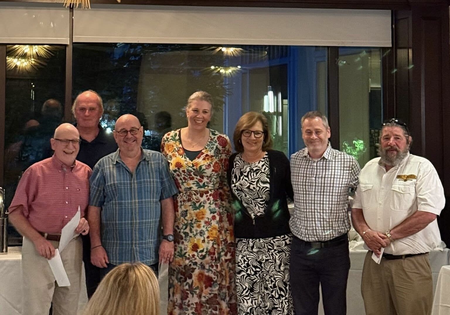 From left to right, John Miscioscia, Dave Smith, Gabe Tully, Esther Hilbers, Libby Nagle, Brian McDermott, and Pete Vogric received recognition to the 500 Club.  These members volunteered over 500 hours each this past year.